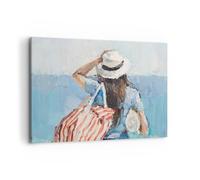 Quadro su Tela 100x70cm Stampe da Parete Spiaggia Donna Nautico Grandi Decorazione Murale Camera da Letto Cucina 1 pezzo Quadri Moderni Soggiorno Grafica Immagini Wall Art Canvas AA100x70-5959