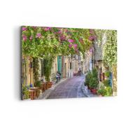 Quadro su Tela 100x70cm Strada decorazione fiori grecia Stampe Immagini Murale