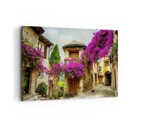 Quadro su Tela 100x70cm strada estate fiori Stampe Immagini Quadri Murale