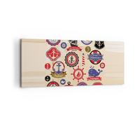 Quadro su Tela 120x50cm Ancoraggio bandiera badge barca Stampe Immagini Murale