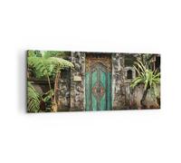 Quadro su Tela 120x50cm Cancello Porta Verde Stampe Immagini Quadri Murale
