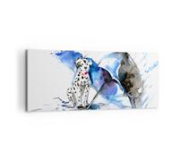 Quadro su Tela 120x50cm Cane Ombrello Pioggia tempo Stampe Immagini Murale