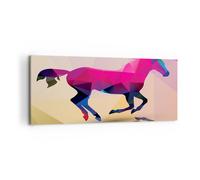 Quadro su Tela 120x50cm Cavallo animali geometria diamante Stampe Murale