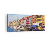 Quadro su Tela 120x50cm Copenaghen Nahavn Navi Stampe Immagini Quadri Murale