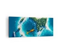 Quadro su Tela 120x50cm Elicottero Oceano isola paradiso Stampe Immagini Murale