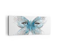 Quadro su Tela 120x50cm illustrazione fronte farfalla ciglio Stampe Murale