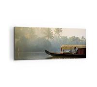 Quadro su Tela 120x50cm India barca fiume Stampe Immagini Quadri Moderni Murale