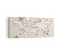 Quadro su Tela 120x50cm Mappa mondo classico continenti Stampe Immagini Murale
