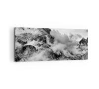 Quadro su Tela 120x50cm montagne nebbia picco Stampe Immagini Quadri Murale