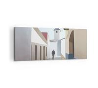 Quadro su Tela 120x50cm Pastello Edifici Architettura Stampe Immagini Murale