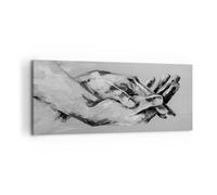Quadri Moderni Soggiorno Scritto a mano mani bianco e nero Quadro su Tela 120x50cm Stampe da Parete Camera da Letto 1 pezzo Wall Art Canvas Grandi Decorazione Murale Grafica Immagini AB120x50-4566