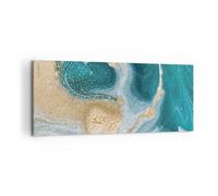 Quadro su Tela 120x50cm Sfondo dorato turchese Stampe Immagini Quadri Murale