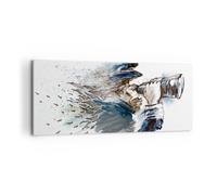 Quadro su Tela 120x50cm testa illusione binocolo uomo Stampe Immagini Murale