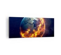 Quadro su Tela 120x50cm Universo Terra Fuoco globo Stampe Immagini Quadri Murale