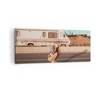 Quadro su Tela 120x50cm Viaggio donna pattini a rotelle Stampe Immagini Murale