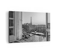 Quadro su Tela 120x80 cm Stampe da Parete Architettura Bianco e Nero 4595 | E Parigi Nero Quadro Decorativo Grande XXL 1 pezzo Soggiorno Camera da Letto Arte da Parete Decorazione da Parete ARTTOR