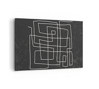 Quadri Moderni Soggiorno In bianco e nero labirinto linea Quadro su Tela 120x80cm Stampe da Parete Camera da Letto 1 pezzo Wall Art Canvas Grandi Decorazione Murale Grafica Immagini AA120x80-5110