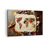 Quadro su Tela 120x80 cm Stampe da Parete Cucina Mappa del Mondo 2832