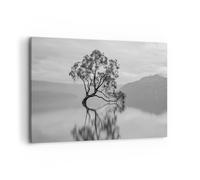 Quadro su Tela 120x80cm Albero Simmetria Lago Stampe Immagini Quadri Murale