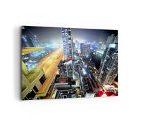 Quadro su Tela 120x80cm Architettura industria notte luce Stampe Immagini Murale
