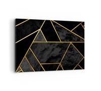 Quadri Moderni Soggiorno Astrazione Oro Nero Quadro su Tela 120x80cm Stampe da Parete Camera da Letto Cucina 1 pezzo Wall Art Canvas Grandi XXL Decorazione Murale Grafica Immagini AA120x80-4358