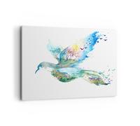 Quadro su Tela 120x80cm Astrazione uccello natura movimento Stampe Murale
