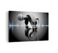 Quadro su Tela 120x80cm Audio microfono musica studio Stampe Immagini Murale