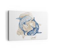 Quadro su Tela 120x80cm Balena acquerello oro Stampe Immagini Quadri Murale