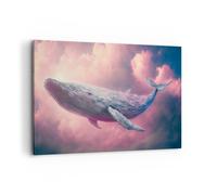 Quadro su Tela 120x80cm Balena Fantastico Pastello Stampe Immagini Quadri Murale