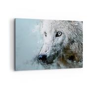 Quadro su Tela 120x80cm Bianco il lupo foto Stampe Immagini Quadri Murale