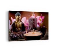 Quadro su Tela 120x80cm Buddha candele religione Stampe Immagini Quadri Murale