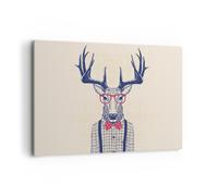 Quadro su Tela 120x80cm Carattere cervi illustrazione pantaloni a vita bassa