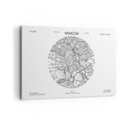 Quadro su Tela 120x80cm Carta Geografica Cracovia Polonia Stampe Immagini Murale