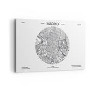 Quadro su Tela 120x80cm Carta Geografica Madrid Spagna Stampe Immagini Murale