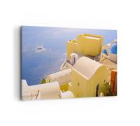 Quadro su Tela 120x80cm Casa appartamento edificio grecia Stampe Immagini Murale