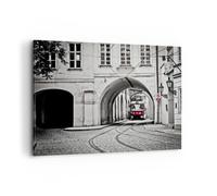 Quadro su Tela 120x80cm ceco tram Praga Stampe Immagini Quadri Moderni Murale