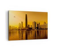 Quadro su Tela 120x80cm Città agglomerato fiume aereo Stampe Immagini Murale
