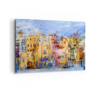 Quadro su Tela 120x80cm città vecchia casa popolare Stampe Immagini Murale