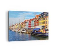 Quadro su Tela 120x80cm Copenaghen Nahavn Navi Stampe Immagini Quadri Murale