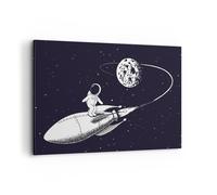 Quadro su Tela 120x80cm Cosmo Un Razzo Spaziale Bambini Stampe Immagini Murale
