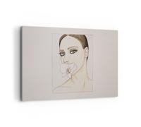 Quadro su Tela 120x80cm Donna Silenzio Fiore Stampe Immagini Quadri Murale