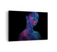 Quadro su Tela 120x80cm Donna Ultravioletti Glitter Stampe Immagini Murale