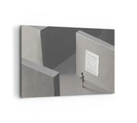 Quadro su Tela 120x80cm Labirinto grigio perduto Stampe Immagini Quadri Murale