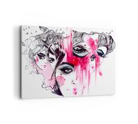 Quadro su Tela 120x80cm Le donne volti occhi illustrazione Stampe Murale