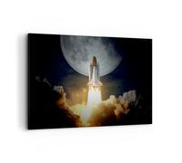 Quadro su Tela 120x80cm Luna Un Razzo Spaziale Nasa Stampe Immagini Murale