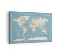 Quadro su Tela 120x80cm Mappa Del Mondo Vintage Grunge Stampe Immagini Murale
