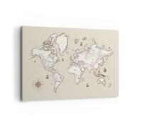 Quadro su Tela 120x80cm Mappa mondo classico continenti Stampe Immagini Murale