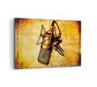 Quadro su Tela 120x80cm Microfono musica canzone Stampe Immagini Quadri Murale