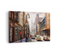 Quadro su Tela 120x80cm New York Acquerello Stampe Immagini Quadri Murale