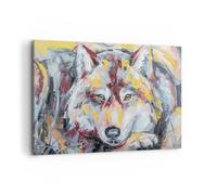 Quadri Moderni Soggiorno Olio lupo cane Quadro su Tela 120x80cm Stampe da Parete Camera da Letto Cucina 1 pezzo Wall Art Canvas Grandi XXL Decorazione Murale Grafica Immagini AA120x80-4673